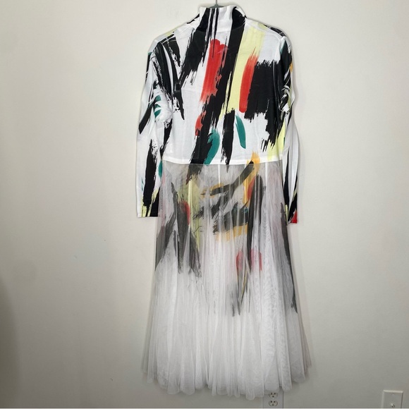 Origami By Vivian Mesh Tulle Layered Multicolored Jacket Dress S - Picture 4 of 16